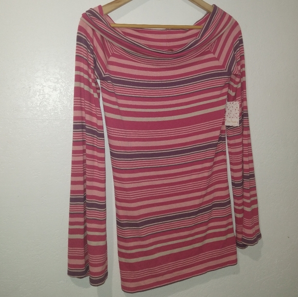 NWT FREE PEOPLE Portland Striped Retro Pink Tunic Top - Picture 8 of 10